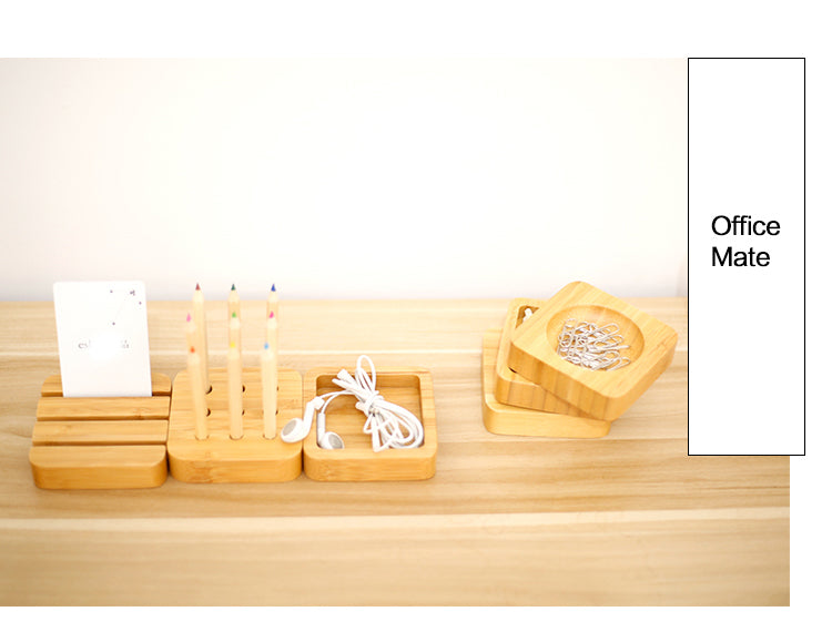 Modular Bamboo Desk Organizer Set