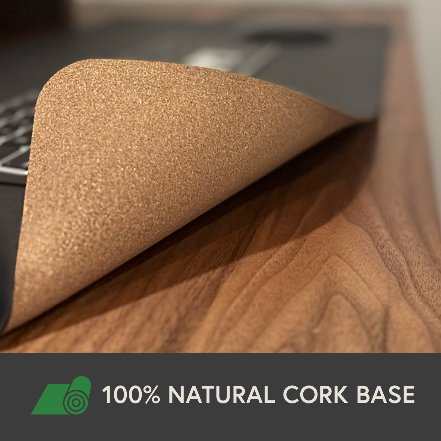 Vegan Leather Desk Pad with Natural Cork Base