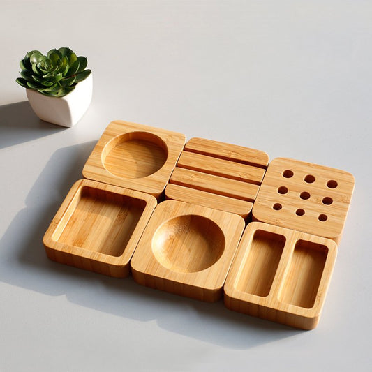 Modular Bamboo Desk Organizer Set
